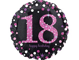 1202-2723  18" HB Sparkling Birthday 18 pink S55
