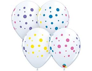 1103-2008 Шелк 11" Горошек цветной на белом/Q