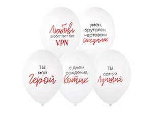 1103-3169 Шар с рисунком 14" Ты Мой Герой 2цв