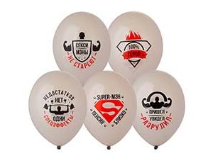 1103-3196 Шар с рисунком 14" Супер-Мэн 2цв