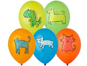 1103-3249 Шар с рисунком 14" С ДР Тебя Зверюшки 2ц