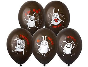 1103-3259 Шар с рис 14" С ДР Пожелания Заяц 2цв