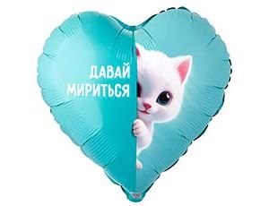 1202-4164 К 18" РУС ДАВАЙ МИРИТЬСЯ Котенок белый