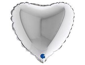 1204-1475 Г Б/РИС СЕРДЦЕ 9" Металлик Silver