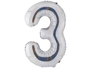 1207-5404 К ЦИФРА 3  40" Silver блеск