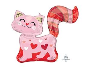 1207-5865 А ФИГУРА/P35 Кошка розовая с сердцами