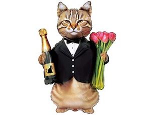 1207-6367 К ФИГУРА Кот с тюльпанами и шампанским