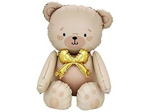 1208-0947 К ФИГУРА AIR Мишка бежевый бант золотой