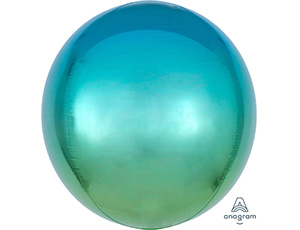 1209-0267 А 3D СФЕРА Б/РИС 16" Омбре Зелено-голуб
