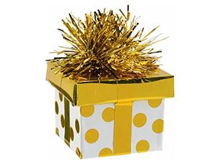 1302-1161 Грузик д/шара Подарок горошек зол170гр/A