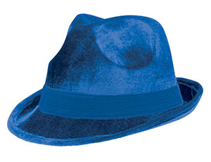 1501-2849 Шляпа-федора велюр синяя/A