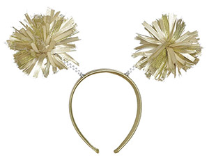 1501-3628 Ободок-антенки Помпоны золотые/A