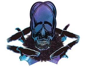 1501-5399 Фигура настол Череп Вороны 36см/А