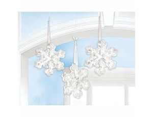 1501-5641 Фигура подвес Снежинка блеск 12см 3шт/А