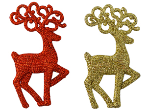 1501-5955 Олень красный/золото пластик 12см 2шт/G
