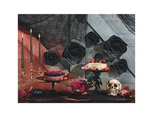 1501-5977 Декор HWN Цветы черные бум 17-25см 5шт/А