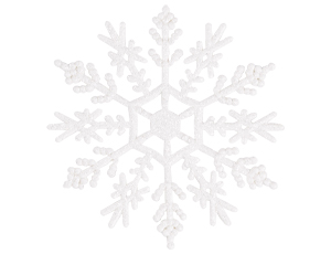 1501-6345 Снежинка белая глиттер пластик 12см 3штG