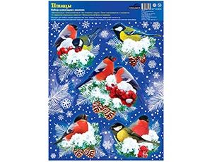 1501-6375 Наклейка н/окно Птицы 33х24см