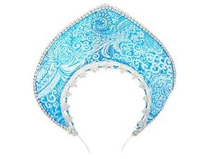 1501-6865 Кокошник-Ободок Узоры голубой/G