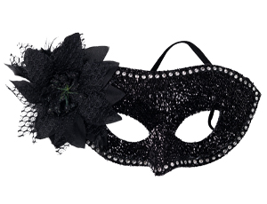 1501-6922 Полумаска Цветок блеск черная/G