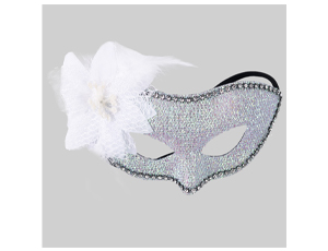 1501-6923 Полумаска Цветок блеск белая/G