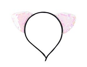 1501-6930 Ободок Ушки кошки перламутр пайетки/G