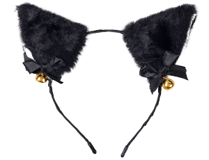 1501-6948 Ободок светящ Ушки кошки аниме черные/G