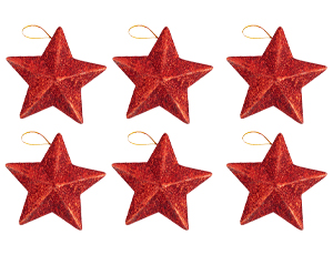 1501-7029 Звезда подвес красная пластик 7см 6шт/G