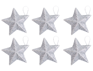 1501-7031 Звезда подвес серебр пластик 7см 6шт/G