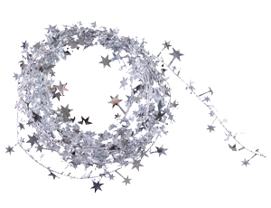 1501-7033 Мишура гибкая Звездочки серебр 7,5м/G