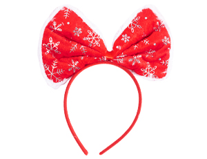 1501-7036 Ободок Бант Снежинки красно-белый/G