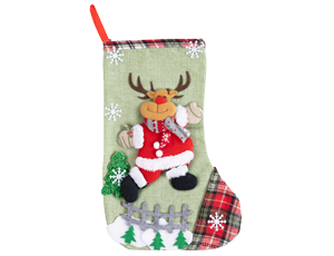 1501-7045 Носок для подарков Олень текстиль 33см/G
