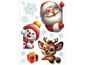 1501-7097 Наклейка Дед Мороз и помощники 47х33см