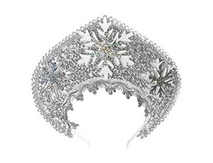 1501-7103 Кокошник-Ободок Снежинки пайетки серебро