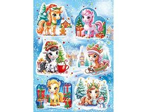 1501-7243 Наклейка Лошадки веселые 33х23см