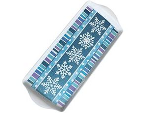 1502-2607 Поднос пласт Снежинки блеск 16х38см/А