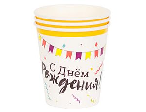 1502-4358 Стакан С ДР Торт Праздничный 190мл 6шт/G