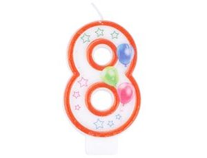 1502-4395 Свеча -цифра "8" Шары 7см/G