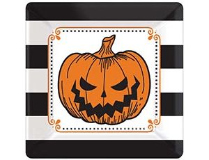 1502-5151 Тарелка квадр Тыква злая 25см 18шт/А