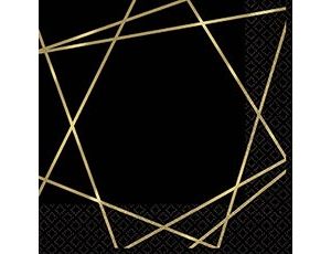 1502-5298 Салфетка Black&Gold Линии 25см 16шт/А