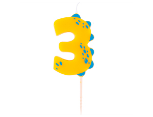 1502-5723 Свеча -цифра "3" Динозаврик 6см/V
