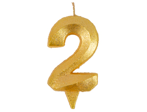 1502-5767 Свеча -цифра "2" Грань золото блеск 7см