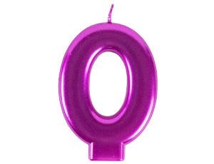 1502-6094 Свеча -цифра "0" Ярко-розовая 8см/G