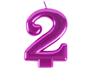 1502-6096 Свеча -цифра "2" Ярко-розовая 8см/G