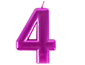 1502-6098 Свеча -цифра "4" Ярко-розовая 8см/G