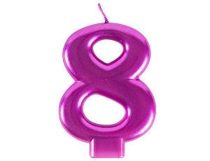 1502-6102 Свеча -цифра "8" Ярко-розовая 8см/G