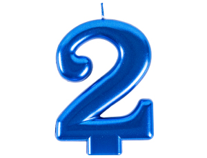 1502-6106 Свеча -цифра "2" Синяя 8см/G