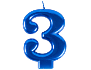 1502-6107 Свеча -цифра "3" Синяя 8см/G