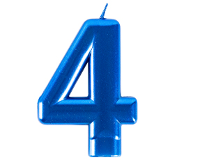 1502-6108 Свеча -цифра "4" Синяя 8см/G