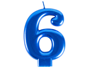 1502-6110 Свеча -цифра "6" Синяя 8см/G